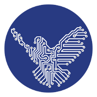 Cyperpeace-Logo Version 2: Weiß auf blauem Kreis